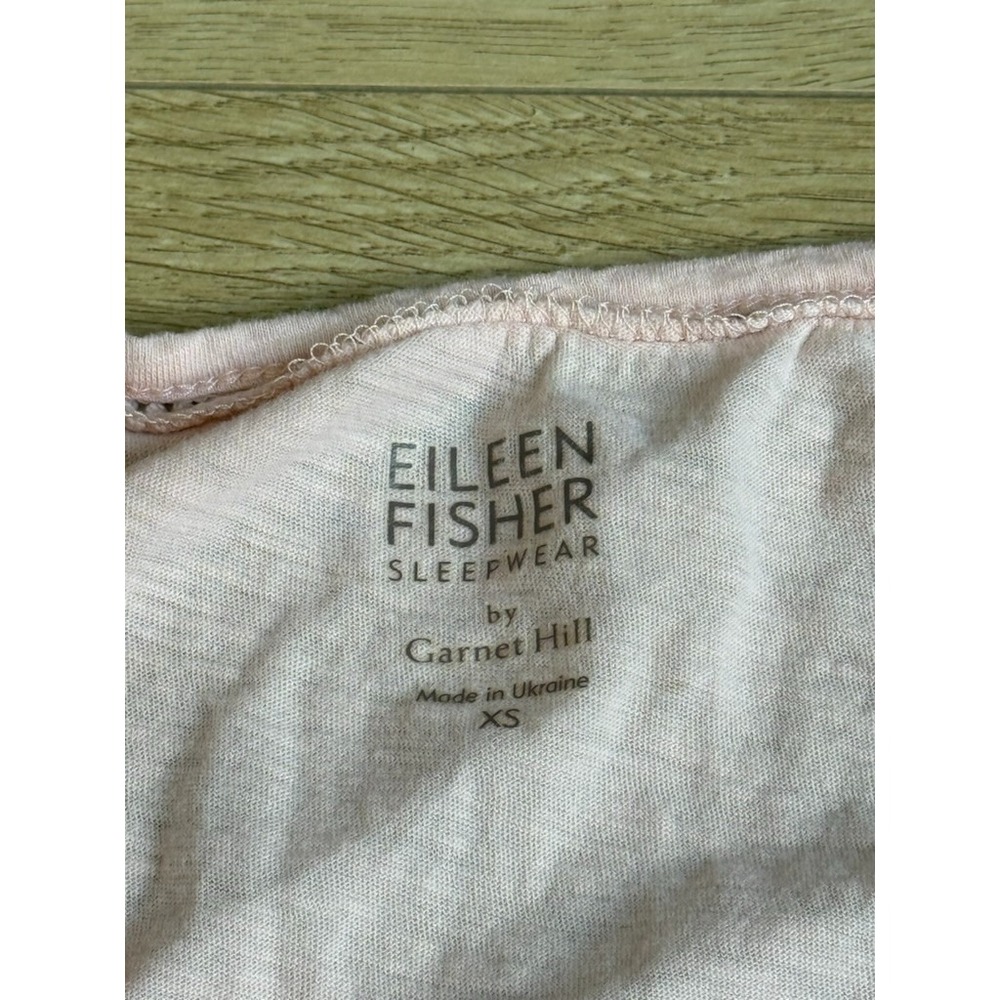 EUC Eileen Fisher sleepwear Garnet Hill nightgown hemstitched v-neck pink sz XS - Picture 4 of 10
